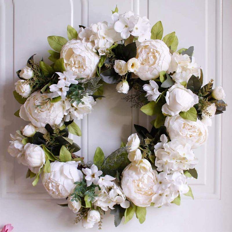 Peony Hydrangea Wreath Blackbrdstore