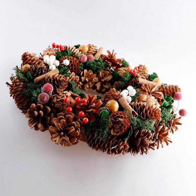 Pine Cones Blossom Artificial Christmas Wreath Blackbrdstore
