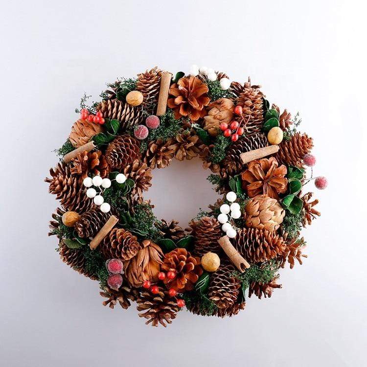 Pine Cones Blossom Artificial Christmas Wreath Blackbrdstore