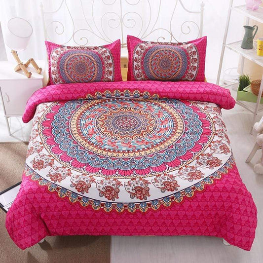 Pink Bohemian Mandala Bedding Set Blackbrdstore