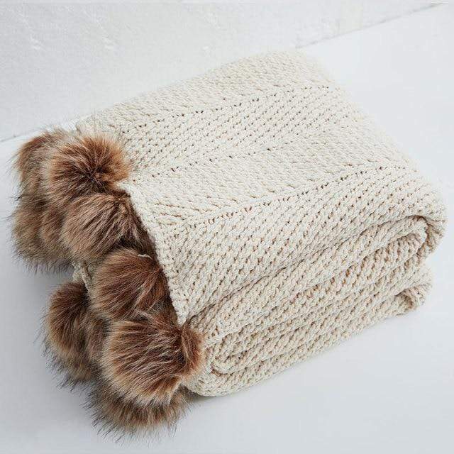 Pom Pom Chenille Blankets Blackbrdstore