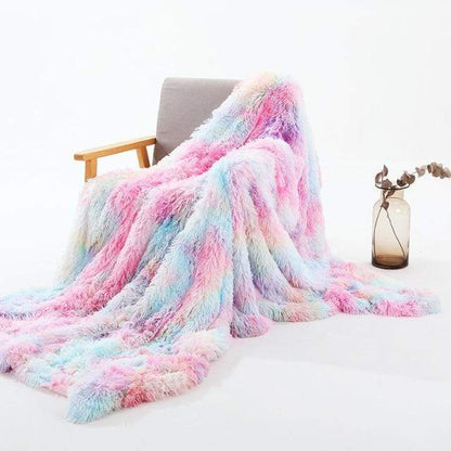 Rainbow Coral Fleece Fluffy Blanket Blackbrdstore