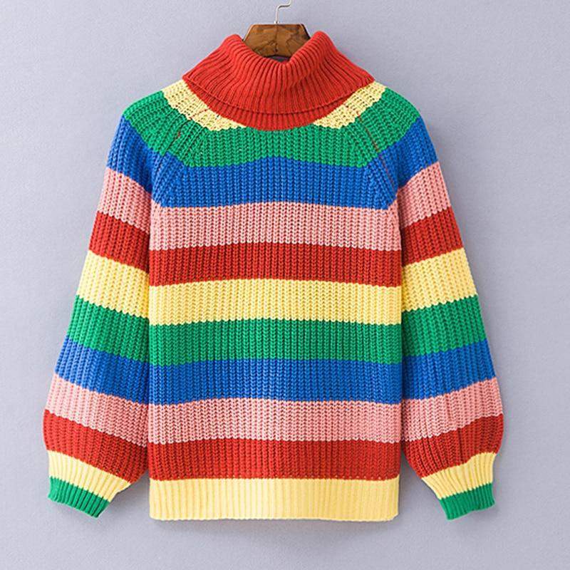 Rainbow Turtleneck Sweater Blackbrdstore