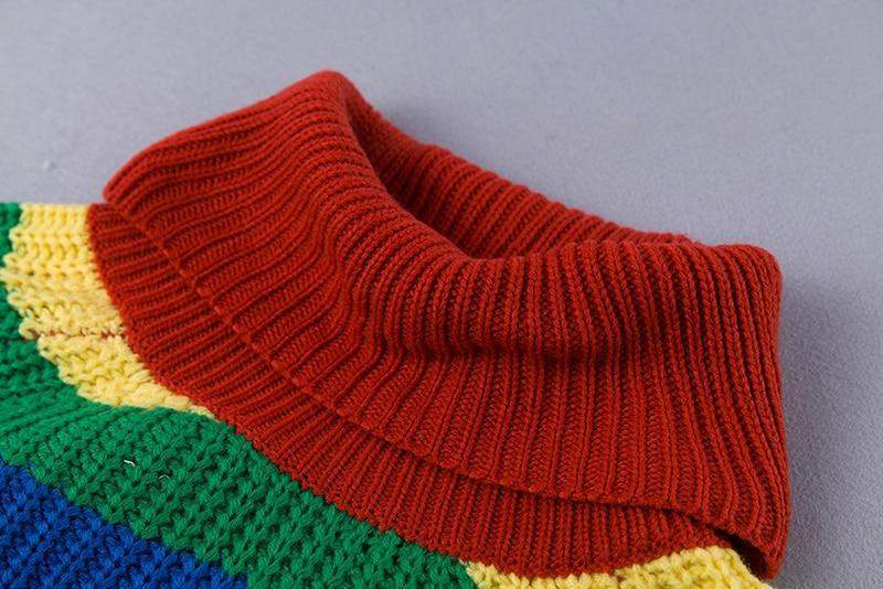 Rainbow Turtleneck Sweater Blackbrdstore