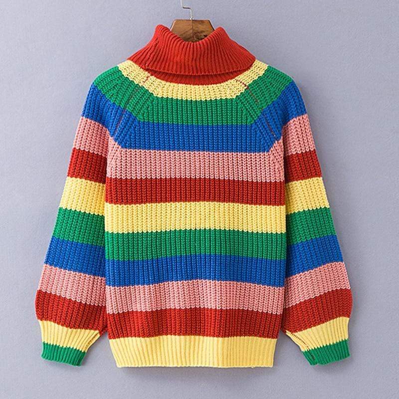 Rainbow Turtleneck Sweater Blackbrdstore