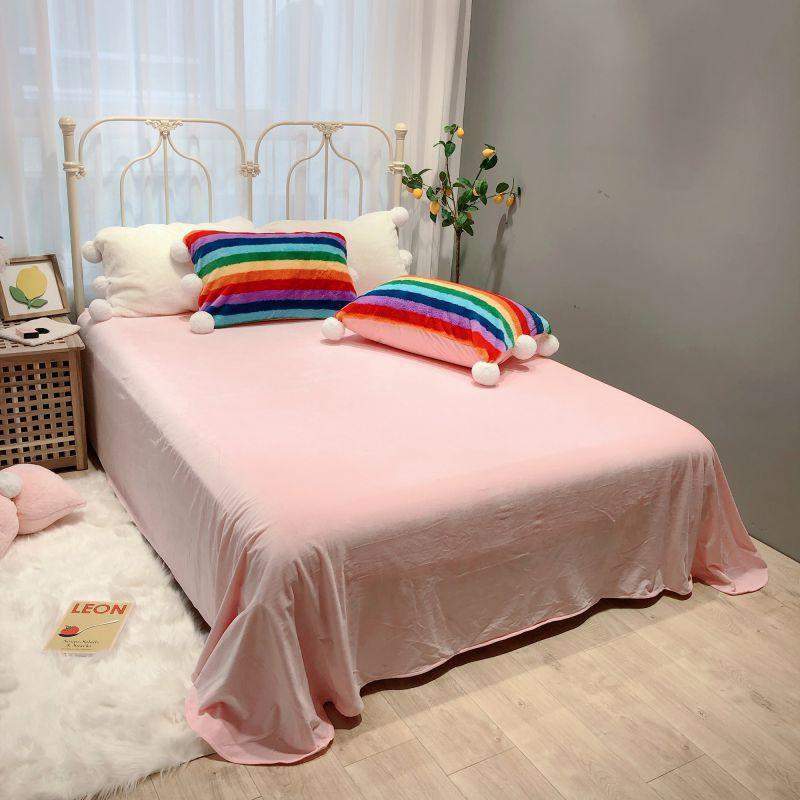 Rainbow Velvet Flannel Bedding Set Blackbrdstore