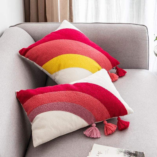 Red Tassels Cushion Cover Blackbrdstore