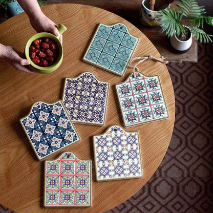 Retro Bohemian Floret Coasters Blackbrdstore