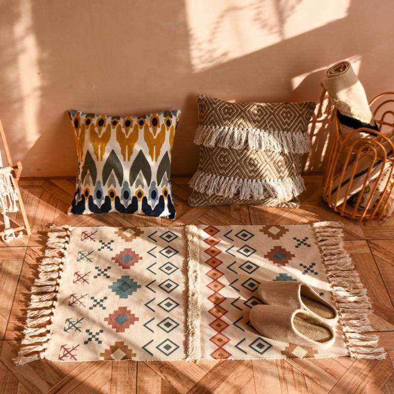 Retro Bohemian Tasseled Carpet Blackbrdstore