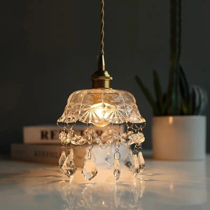 Minimalist Retro Crystal Glass Pendant Lamp