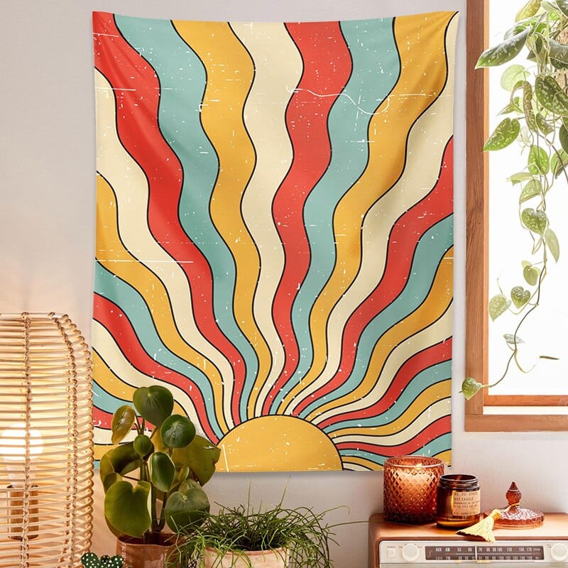 Retro Sunshine Tapestry Blackbrdstore