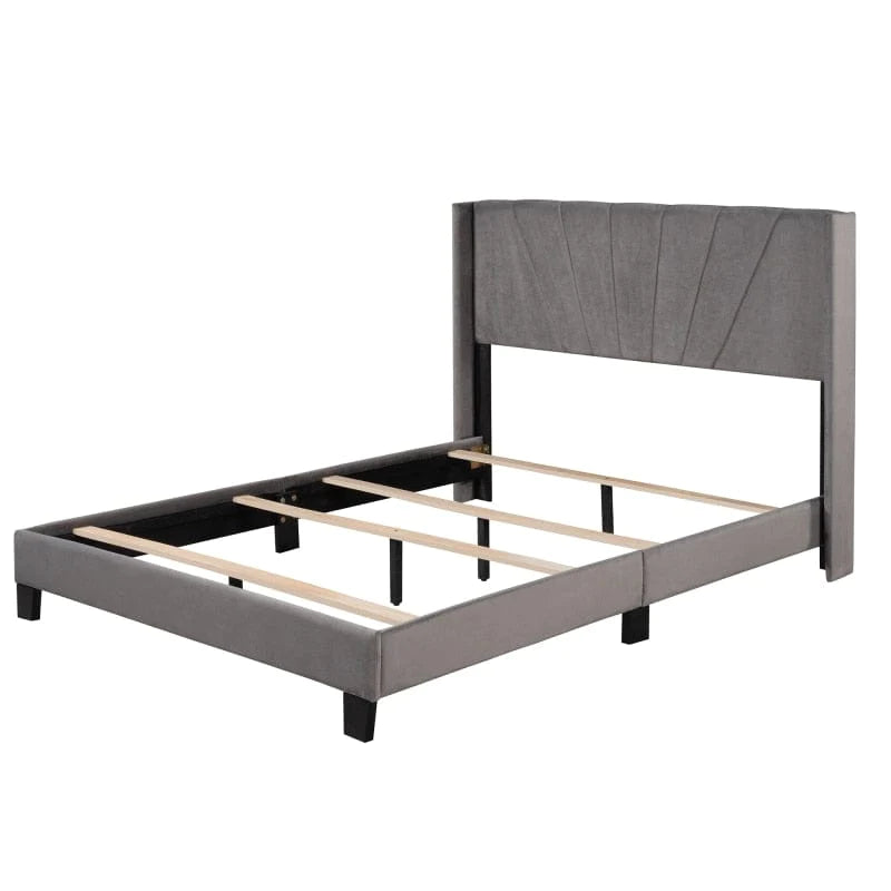 Riley Upholstered Platform Bed with Tufted Headboard Blackbrdstore
