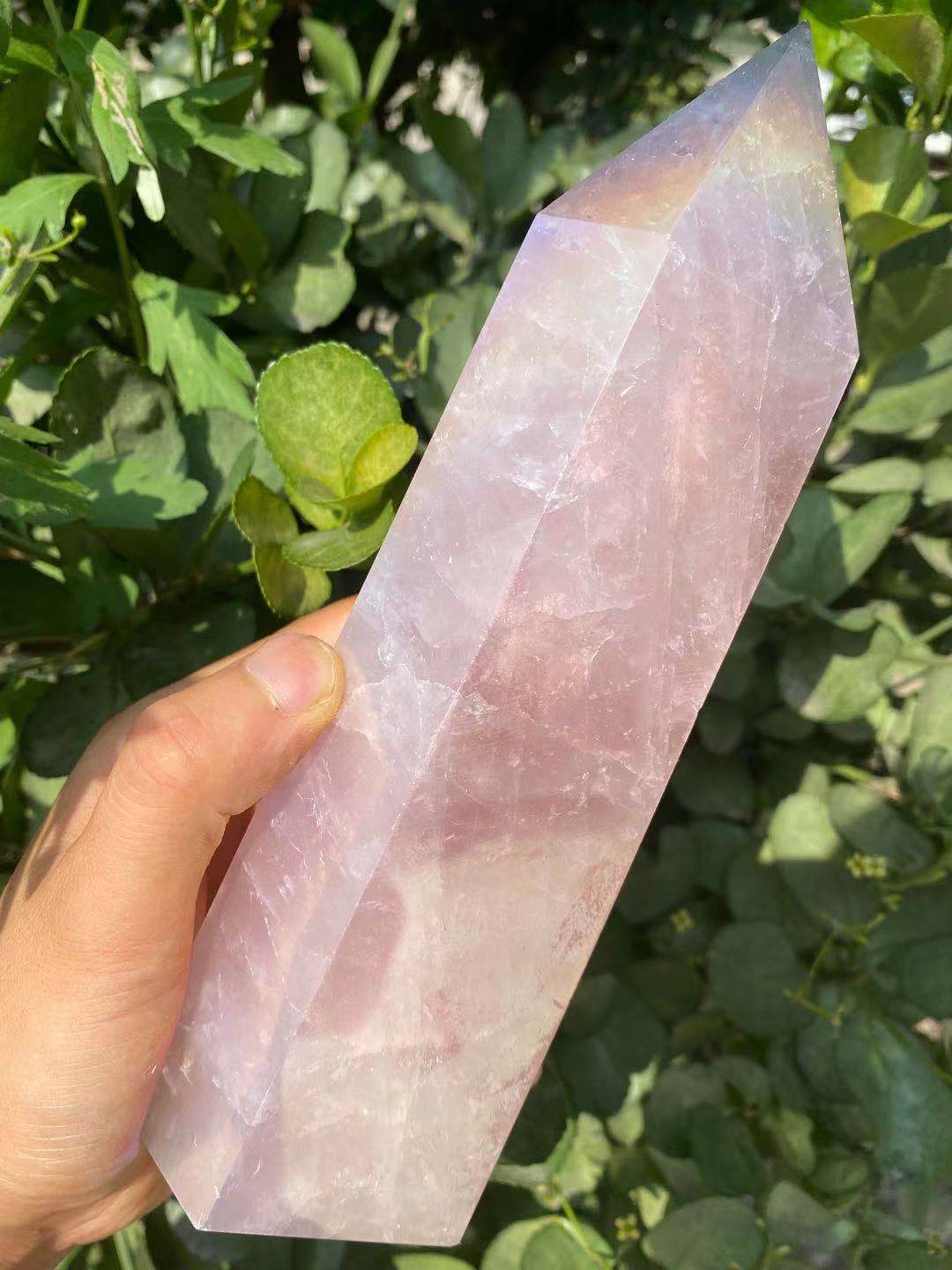 Rose Aura Crystal Point Wand Blackbrdstore