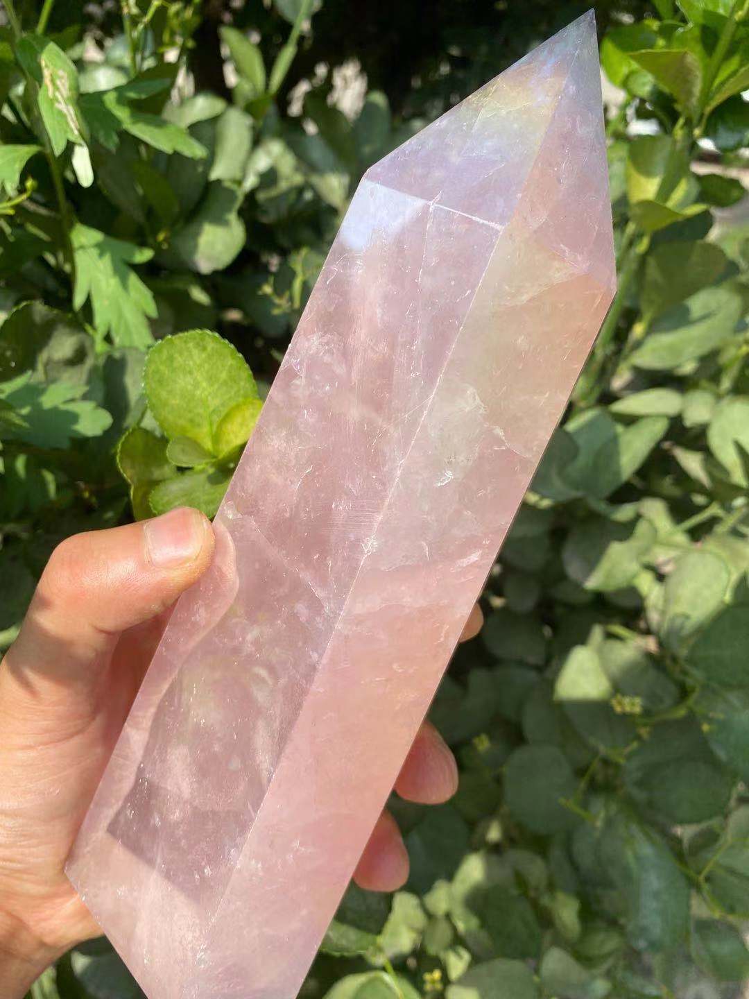 Rose Aura Crystal Point Wand Blackbrdstore