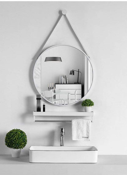 Round Mirror with Shelf Blackbrdstore