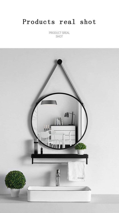 Round Mirror with Shelf Blackbrdstore