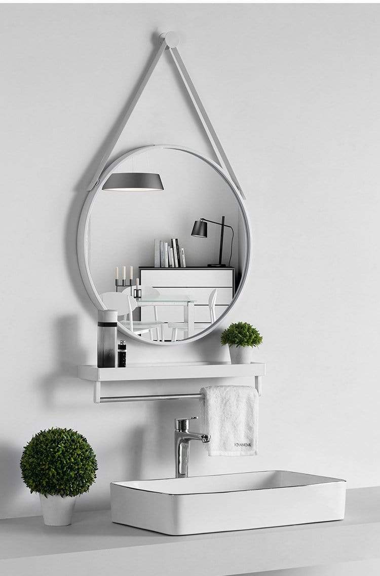 Round Mirror with Shelf Blackbrdstore