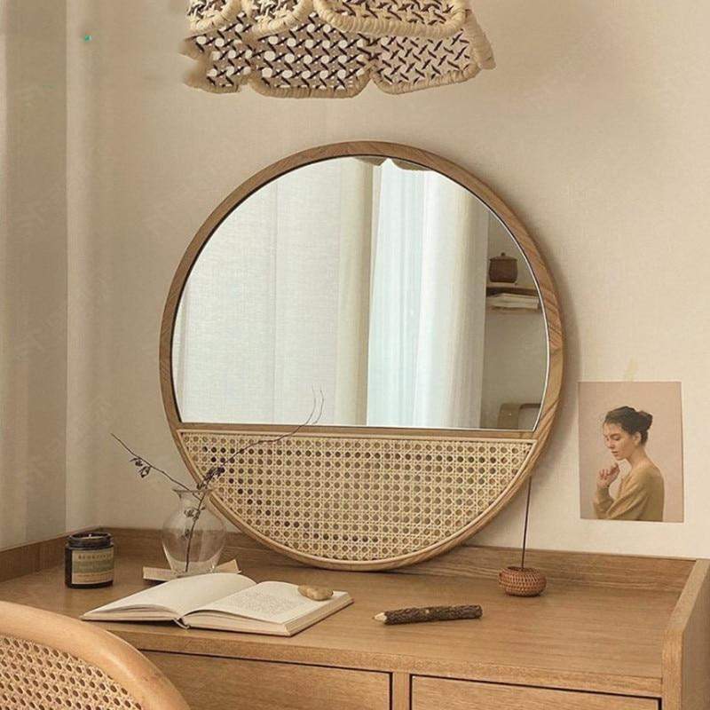 Round Rattan Mirror Blackbrdstore