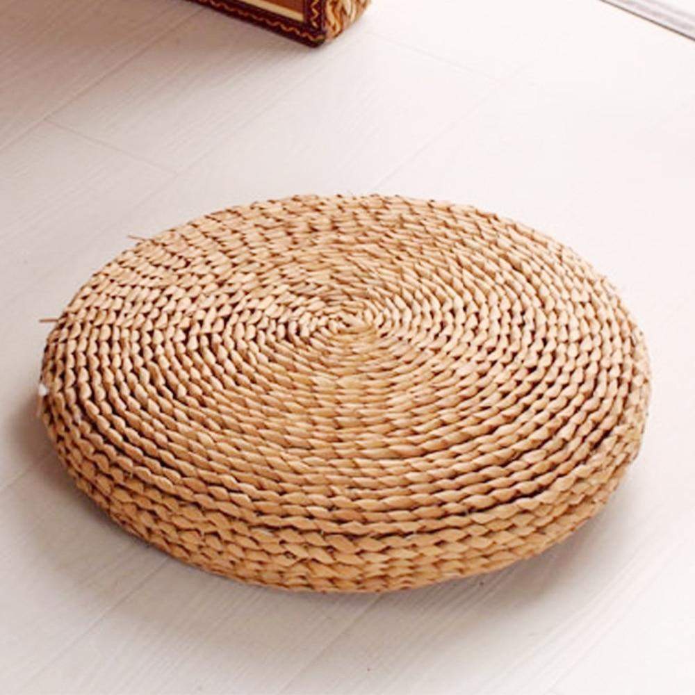 Round Tatami  Hand-made Straw Cushion Blackbrdstore