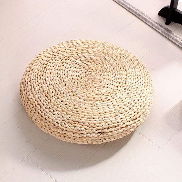 Round Tatami  Hand-made Straw Cushion Blackbrdstore