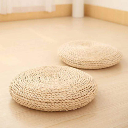 Round Tatami  Hand-made Straw Cushion Blackbrdstore