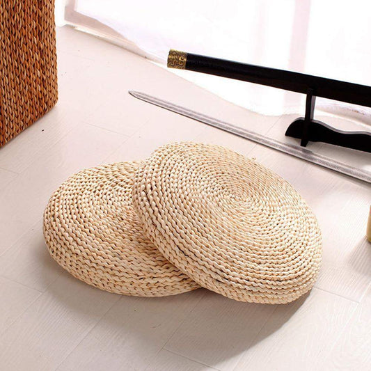 Round Tatami  Hand-made Straw Cushion Blackbrdstore