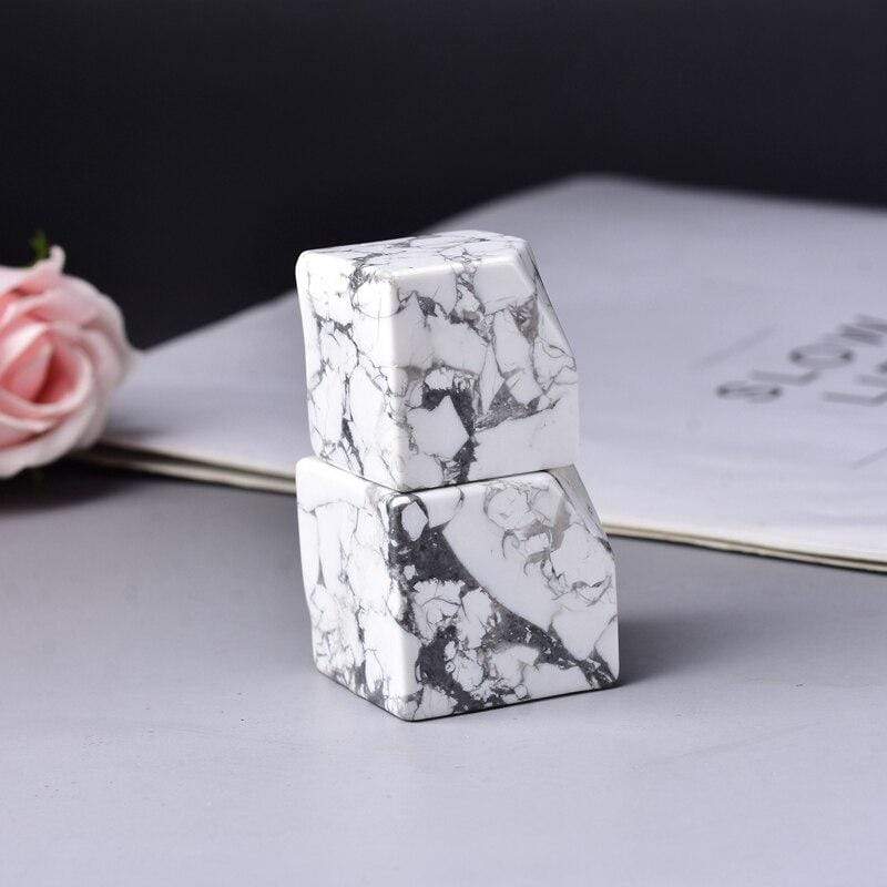 Rubik's Cubes White Howlite Stone Blackbrdstore