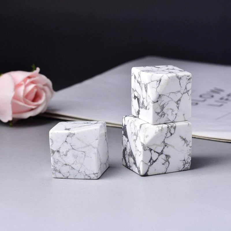 Rubik's Cubes White Howlite Stone Blackbrdstore