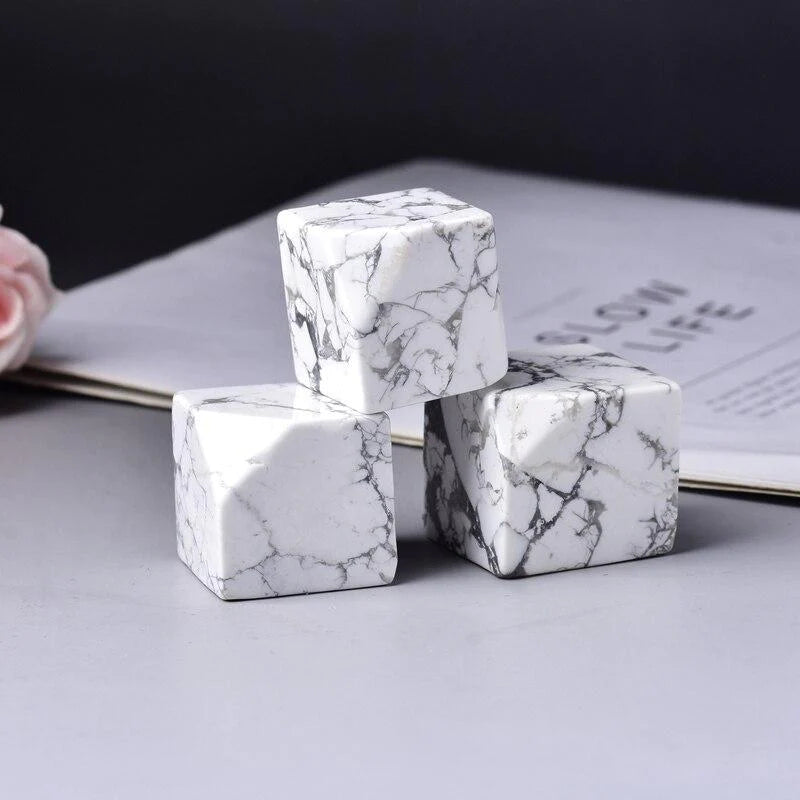 Rubik's Cubes White Howlite Stone Blackbrdstore