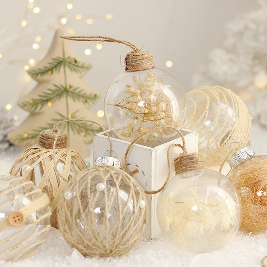 Linen Gold Transparent Christmas Balls