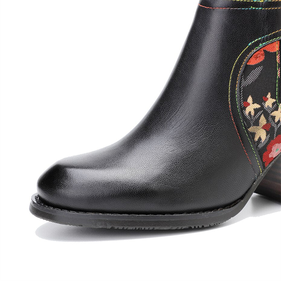 Floral Buckle Chelsea Boots
