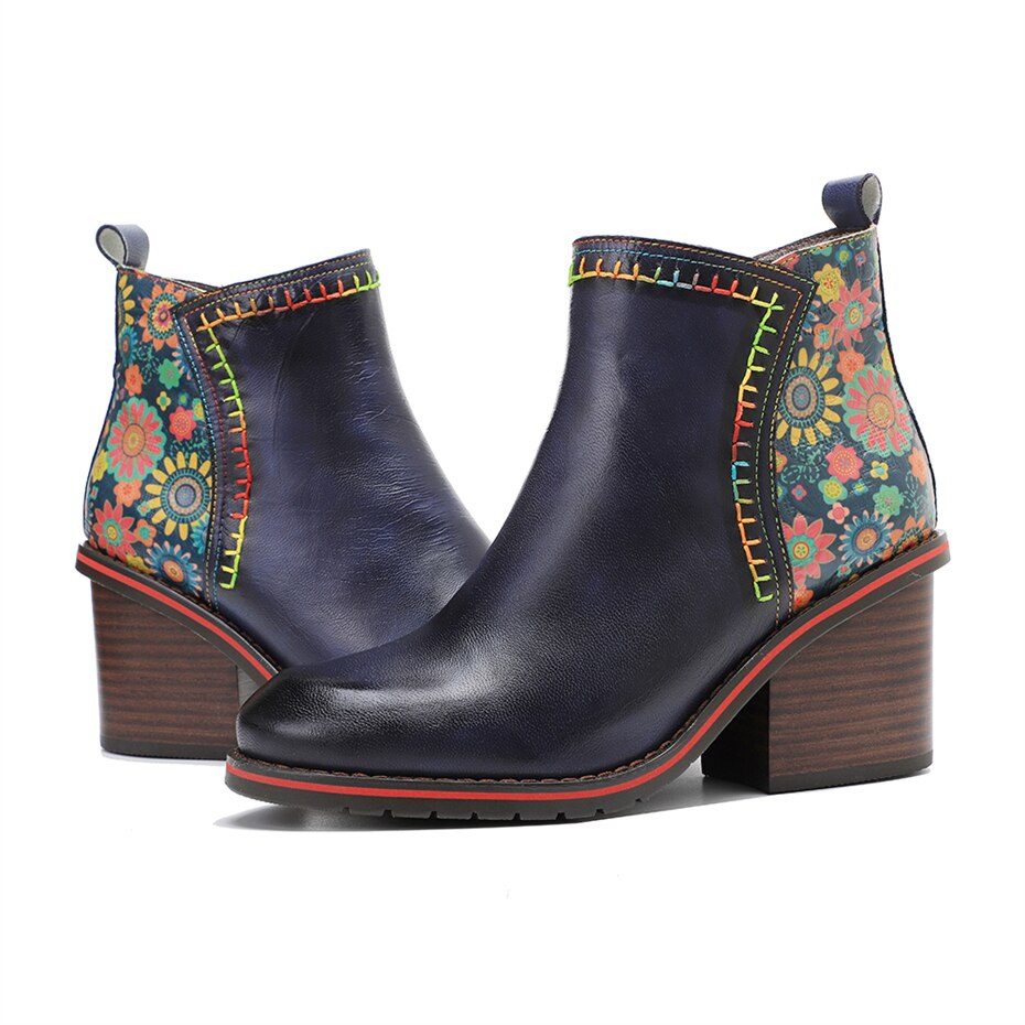 Colorful Flowers Ankle Boots
