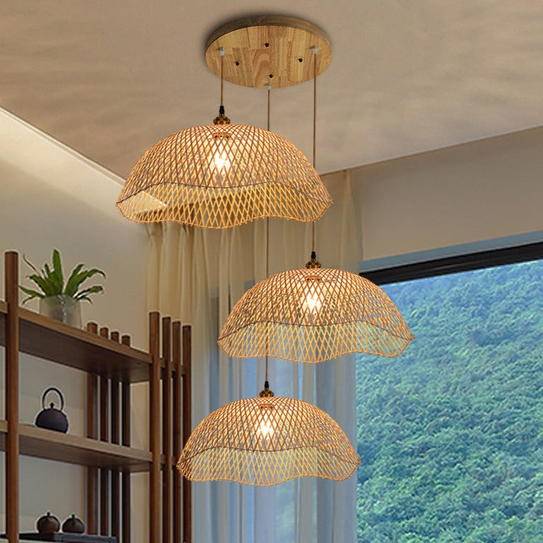 Bamboo Weaving Pendant Light Set