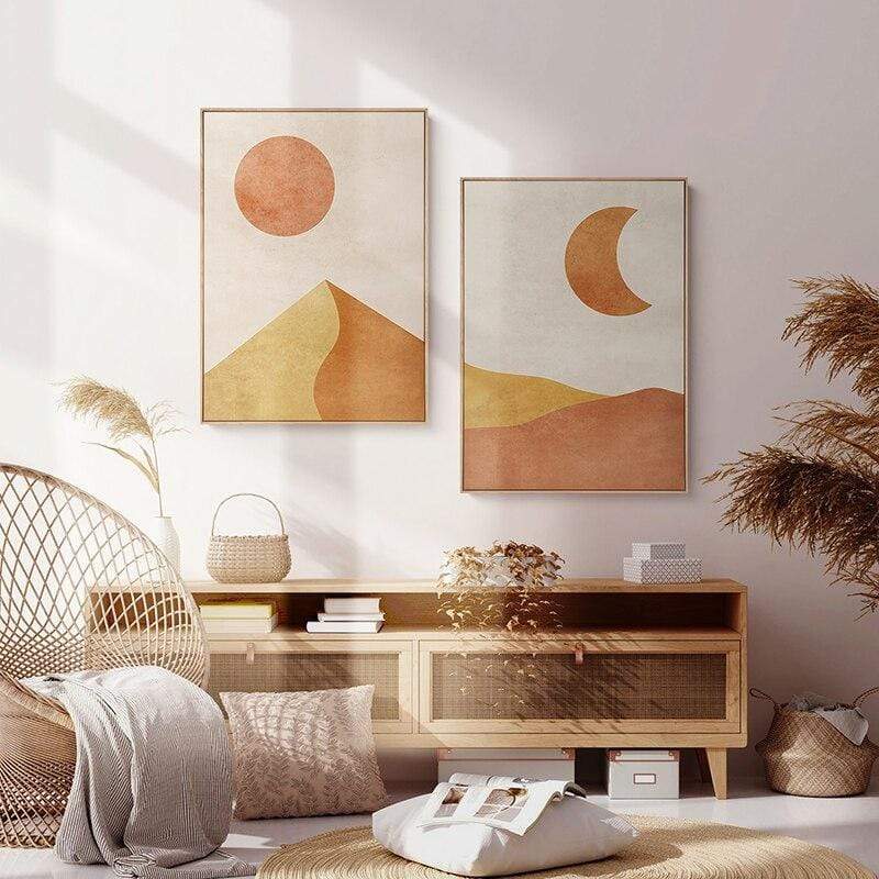 Sahara Sun and Moon Canvas Wall Art Blackbrdstore
