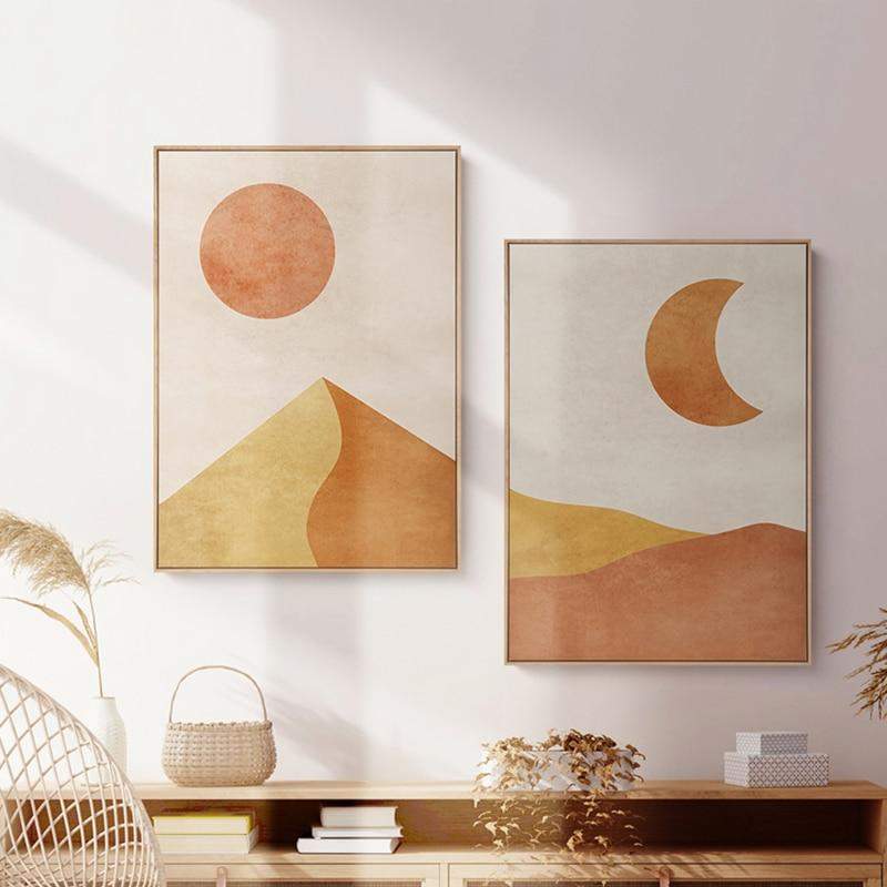 Sahara Sun and Moon Canvas Wall Art Blackbrdstore