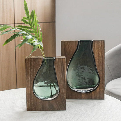 Sea Glass & Wood Vase Blackbrdstore