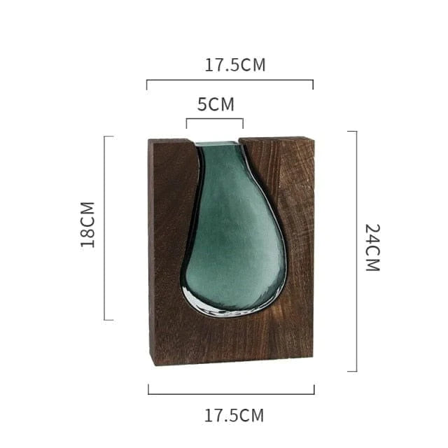 Sea Glass & Wood Vase Blackbrdstore