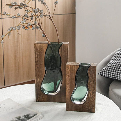 Sea Glass & Wood Vase Blackbrdstore