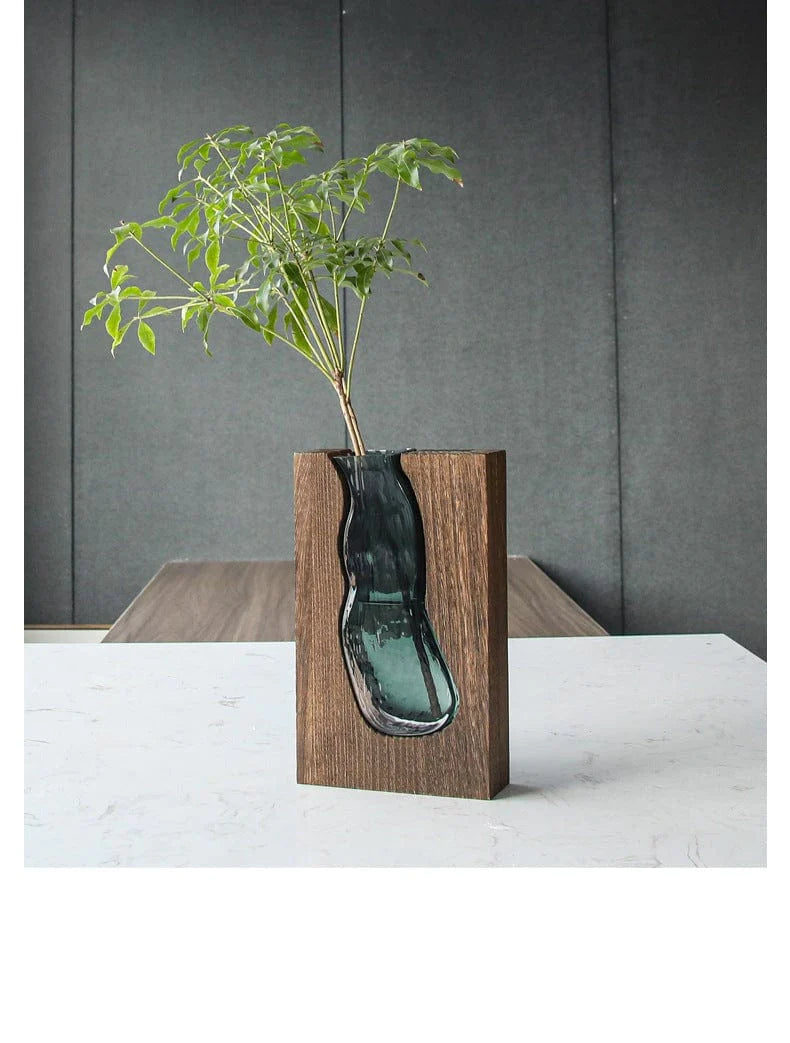 Sea Glass & Wood Vase Blackbrdstore