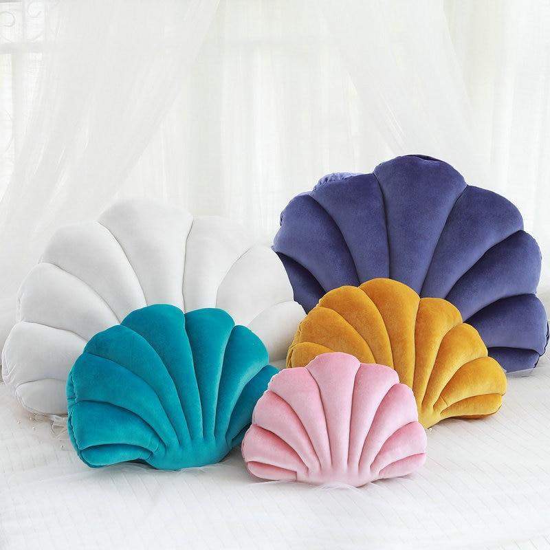 Sea Shell Stuffed Velvet Pillows Blackbrdstore