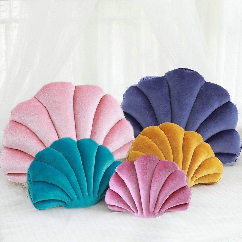 Sea Shell Stuffed Velvet Pillows Blackbrdstore