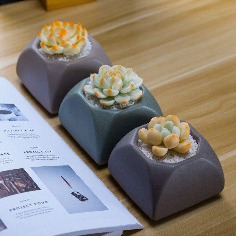 Set of 3 Matte Glaze Ceramic Plant Pots Blackbrdstore