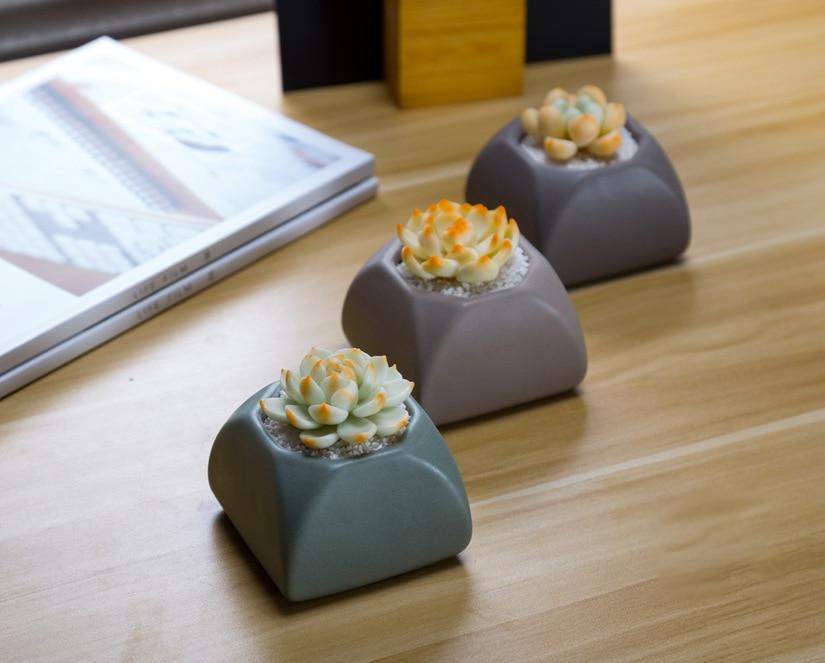 Set of 3 Matte Glaze Ceramic Plant Pots Blackbrdstore