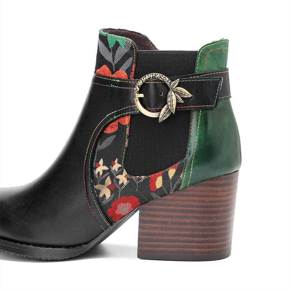 Floral Buckle Chelsea Boots