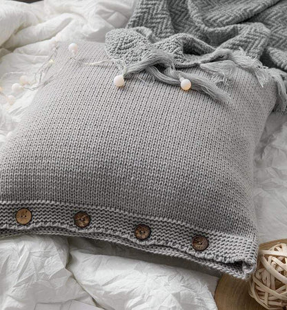 Soft Cotton Button Cushion Cover Blackbrdstore