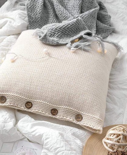 Soft Cotton Button Cushion Cover Blackbrdstore