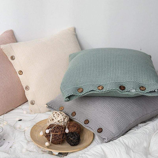 Soft Cotton Button Cushion Cover Blackbrdstore