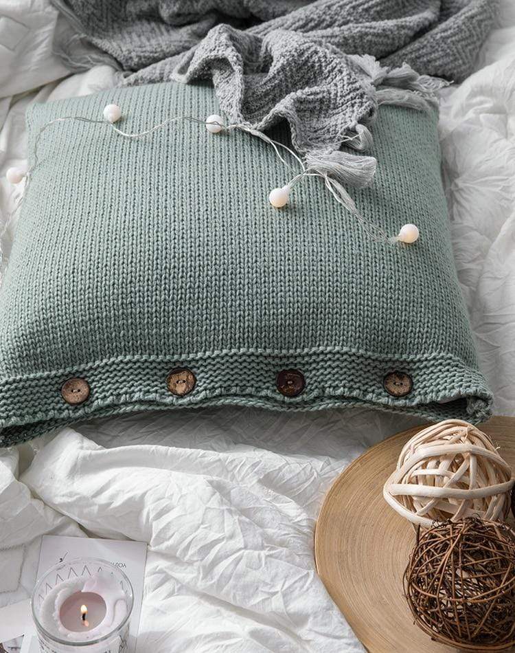 Soft Cotton Button Cushion Cover Blackbrdstore