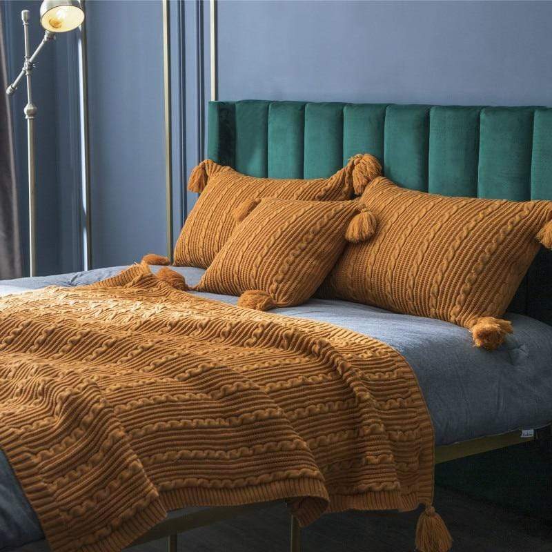 Solid Knitted Thread Pillow Cases Blackbrdstore