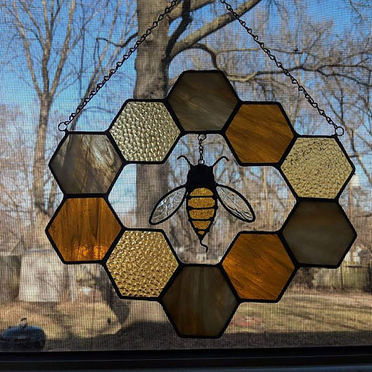Stained Glass Honeycomb Charm Suncatcher Blackbrdstore